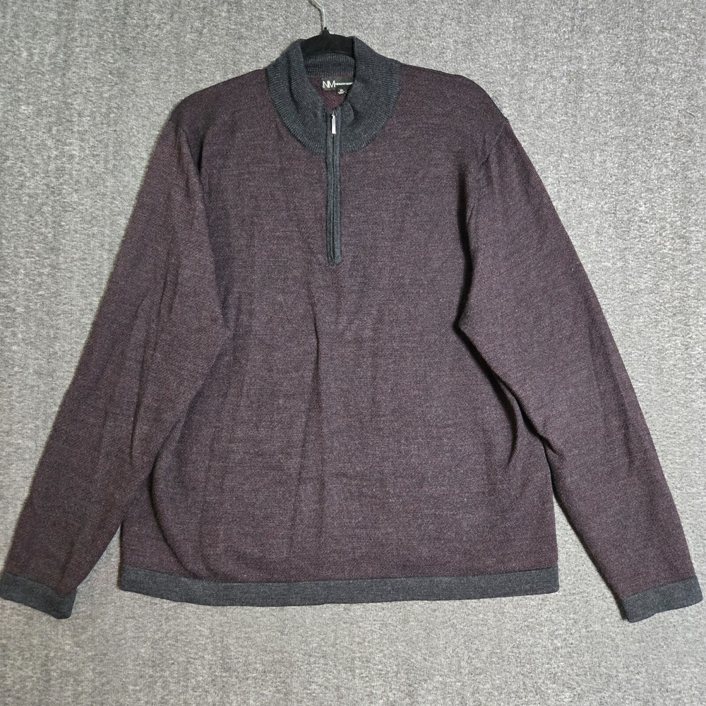 Neiman Marcus Men's‎ 1/4 Zip Sweater Sz XL Merino Wool Blend Knit Burgandy Red